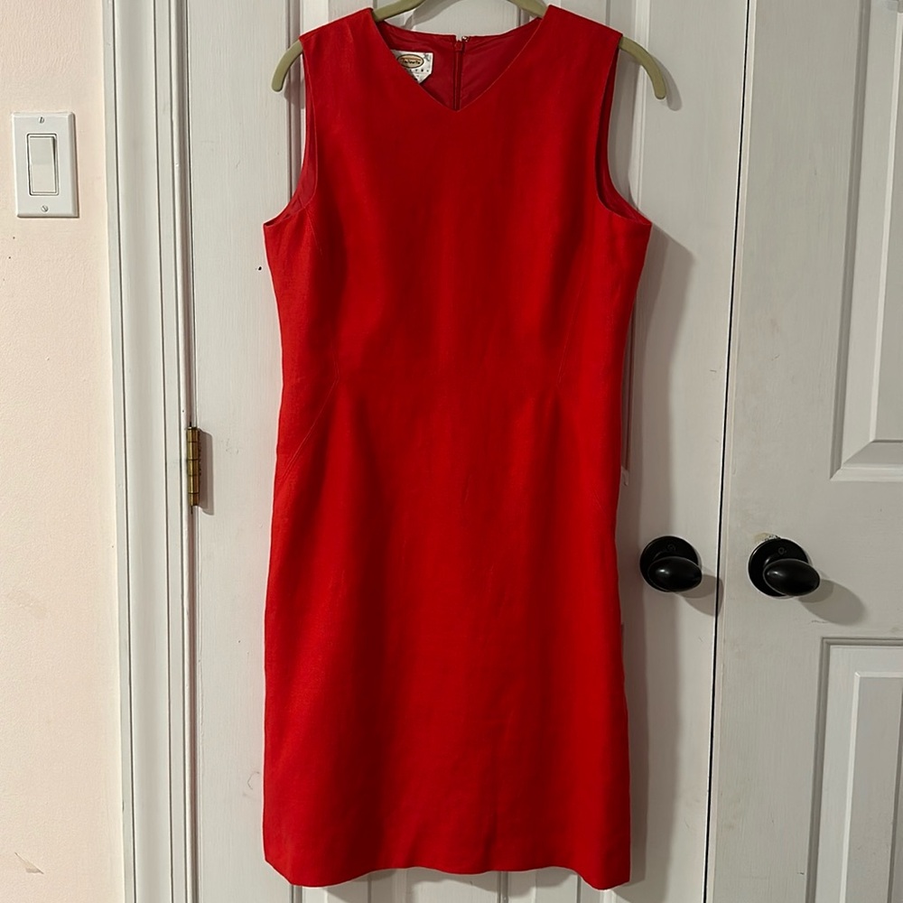 100% Linen Talbots Petites Red Irish Linen Dress Size 8P